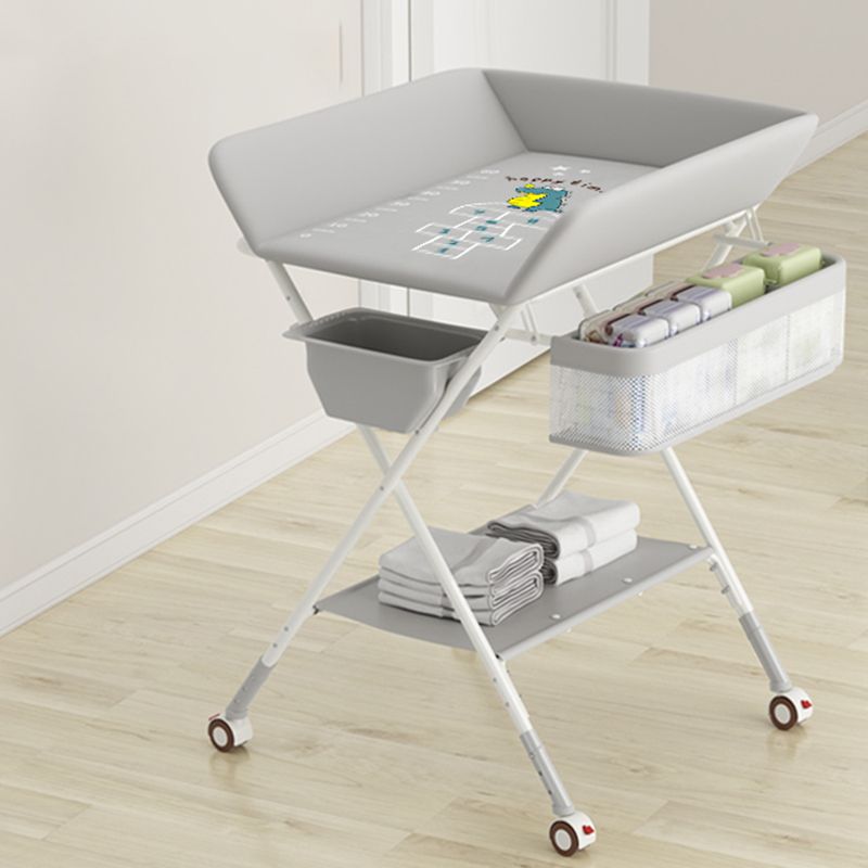 Modern Flat Top Changing Table with Pad Metal Folding Baby Changing Table
