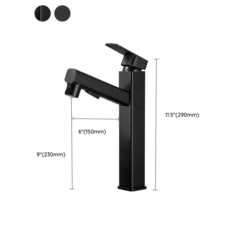 Bathroom Vessel Faucet High-Arc Swivel Spout Single Handle Faucet with Pull Out Sprayer