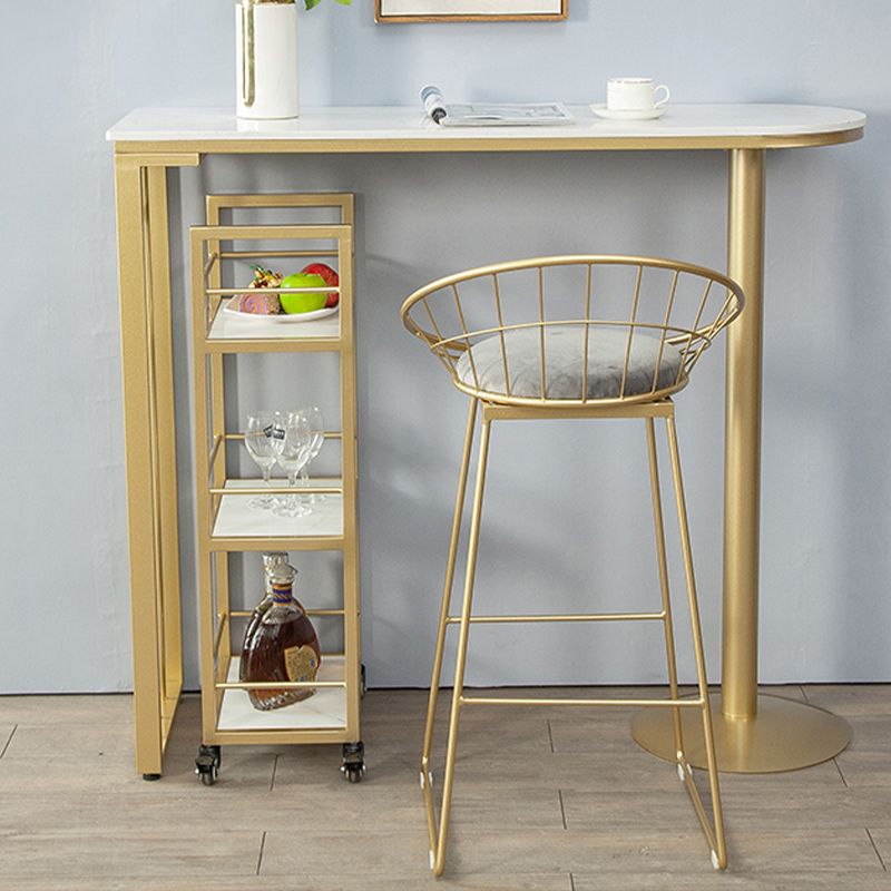 Metal Low Back Counter-height Stool with Footrest and Upholstered