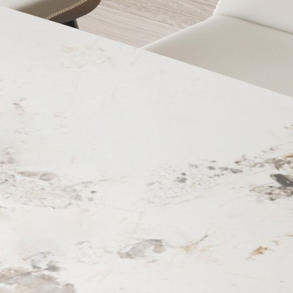 Metal Traditional Luxury Rectangle Table Sintered Stone Top Indoor Table with Pedestal