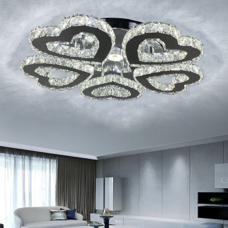 Luz de techo montada en el corazón del corazón Luz de la habitación del dormitorio LED contemporáneo Luz del techo en cromo