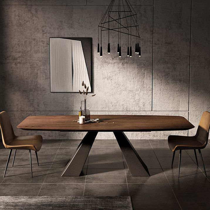 Metal Industrial Rectangle Table Solid Wood Top Table for Kitchen and Dining Room