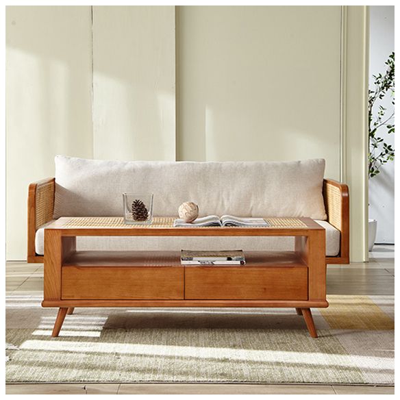Solid Wood Square Arm Sofa Tropical Cushions Sofa for Living Room