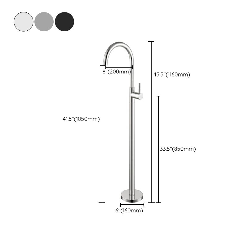 Floor Mounted Metal Freestanding Tub Filler Single Handle Freestanding Faucet
