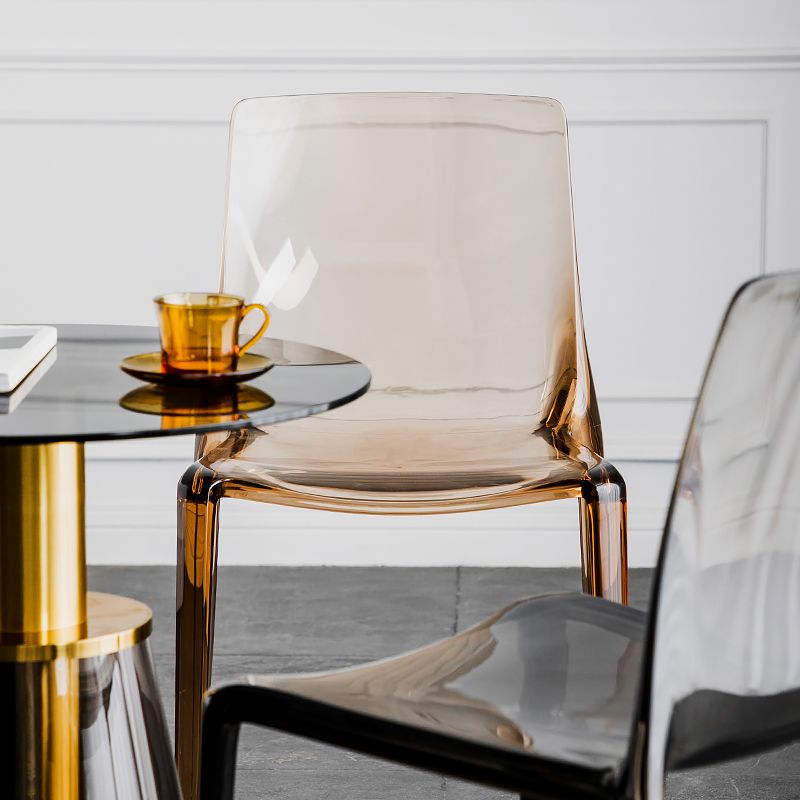 Modern Acrylic Armless Solid Back Dining Accent Chair for Home
