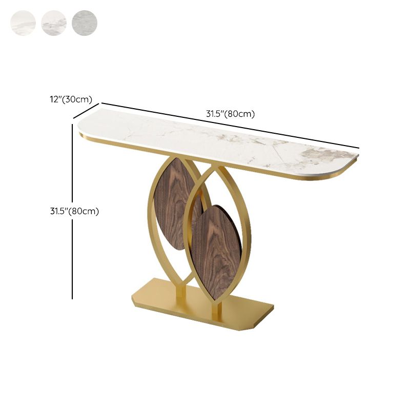 12 inch Wide Modern Accent Table Half Moon Shape Metal Console Table for Hall