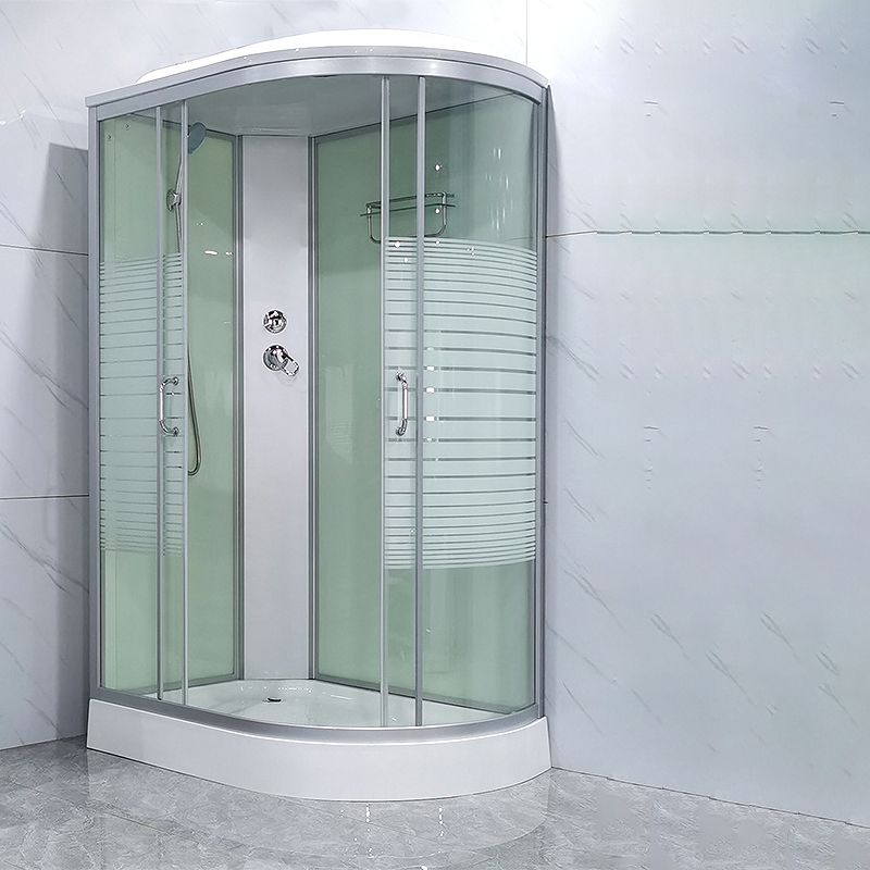 Round Shower Stall Double Sliding Shower Stall with Base Kit