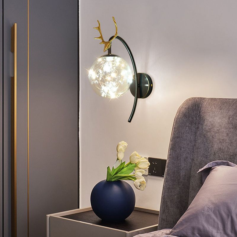Lampade a parete in vetro trasparente globo a 1 luce moderna a montaggio a parete per soggiorno