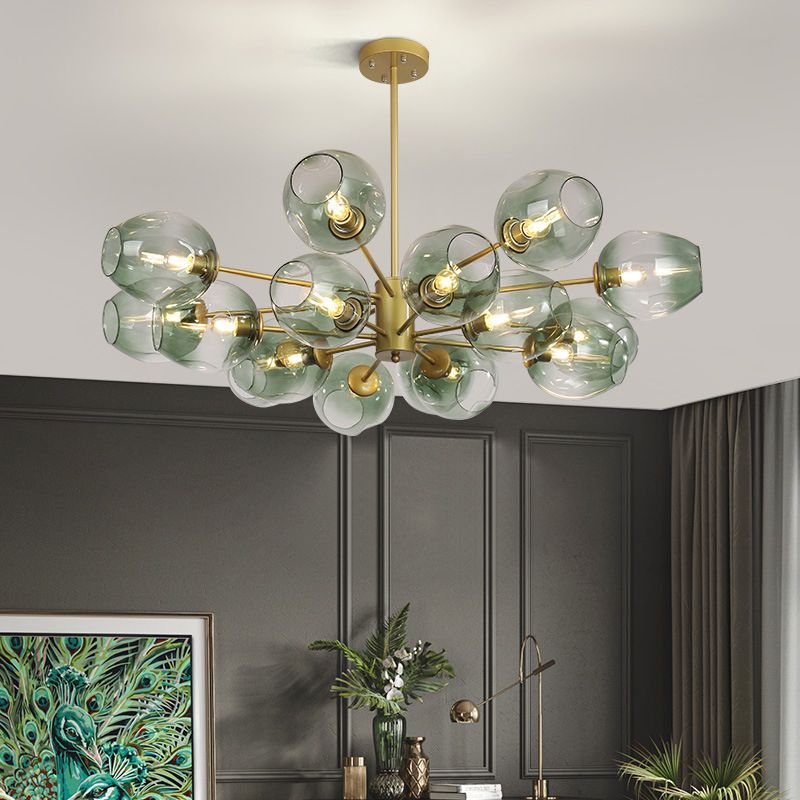Unique Shape Chandelier Light Modern Style Glass Multi Light Hanging Lamp for Dining Room