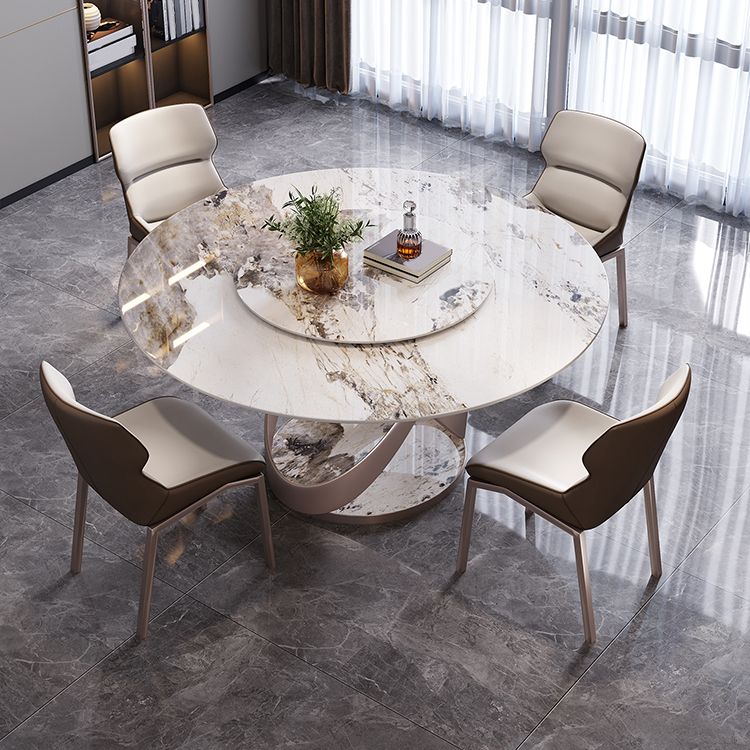 Nordic Glam Sintered Stone Round Table Set 1/4/5/7 Pieces Dining Set for Kitchen