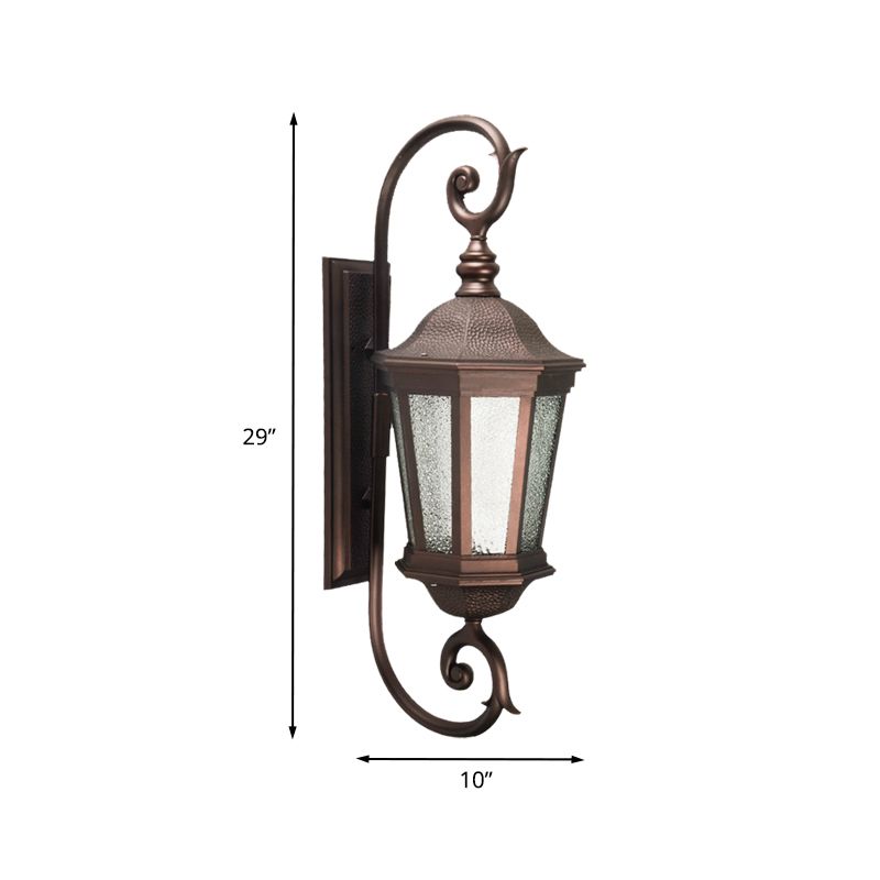 Metal Brown Wall Mount Light Aniseed Tiger Stripe 1 Light Country Wall Lamp Sconce with Water Glass Shade