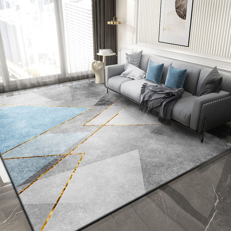 Modern Rug Rectangle Geometric Printed Non-Slip Backing Carpet Adult Casual Indoor Rug