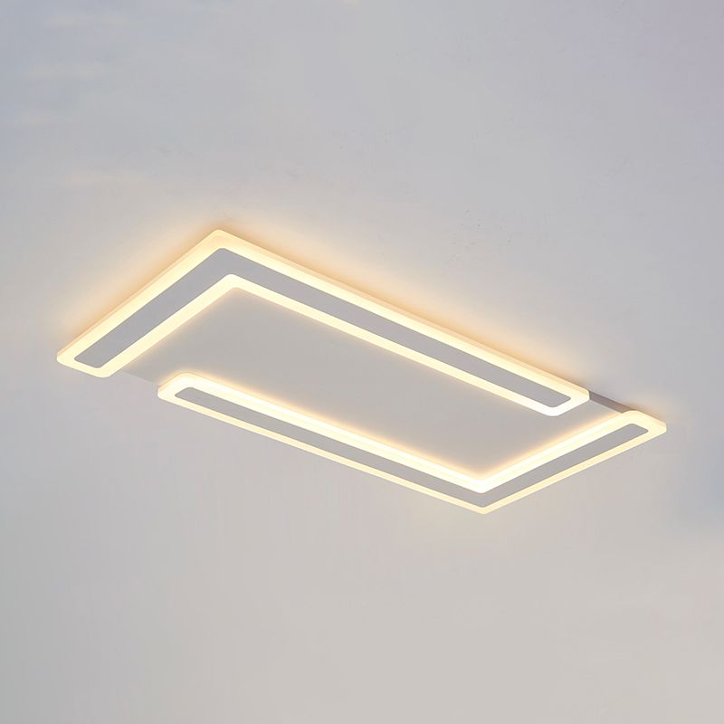 Weiße, rechteckige LED-Einbauleuchte in moderner Schlichtheit, schmiedeeiserne Deckenleuchte mit Acrylschirm