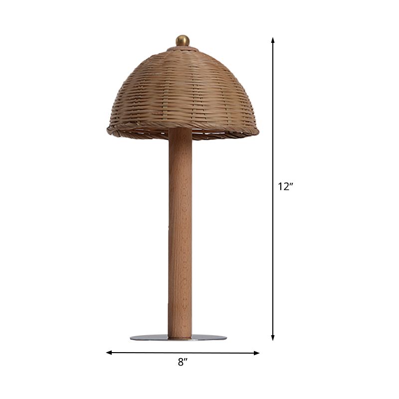 Hemisphere Desk Light Chinese Bamboo 1 Bulb Task Lighting in Wood for Dining Room