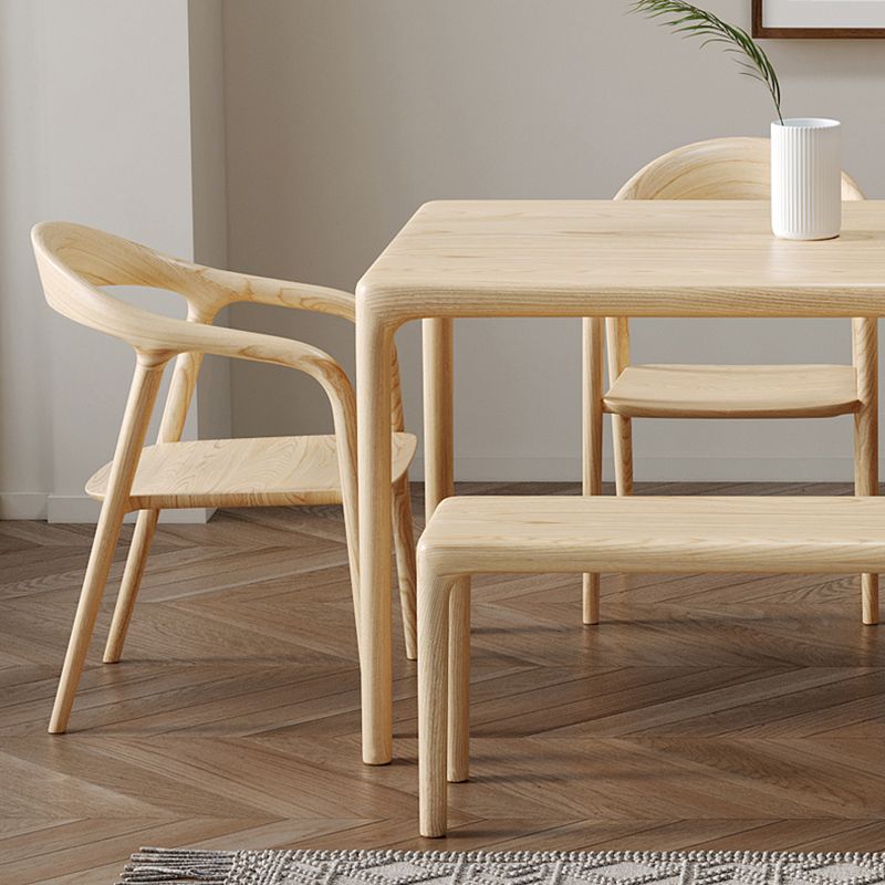 1/2/5 Pcs Rectangle Solid Wood Standard Height Dining Furniture Set in Light