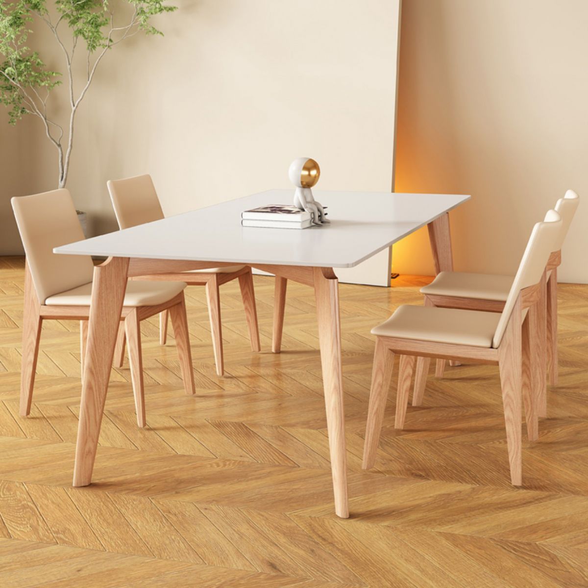 Sintered Stone Dining Table Wooden Base Dinner Table for Dining Room