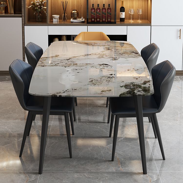 Sintered Stone Top Dining Table Rectangle Table with Metal 4 Legs for Restaurant