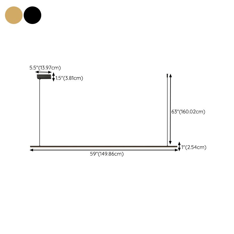 Contemporary Hanging Light Linear Metal Island Light Fixture for Dining Room