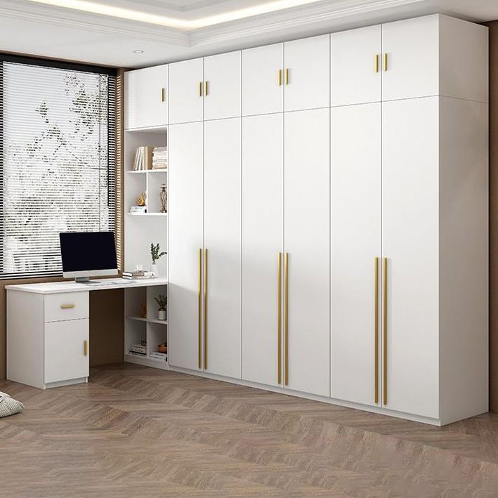 White Wooden Wardrobe Contemporary Style Wardrobe Closet with Drawer