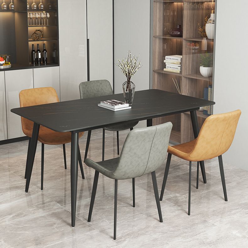 Industrial Stone Top Dining Table Metal Dinette Table for Home