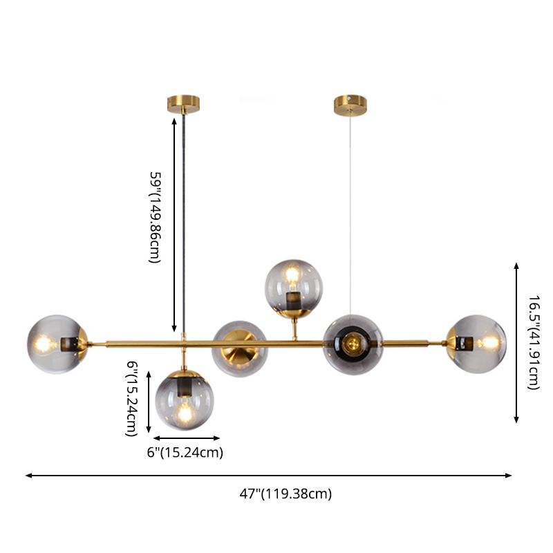 Orb Island Lighting Fixture Minimalistic Glass Island Ceiling Light for Dinning Room