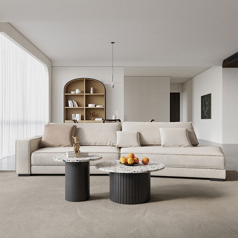 Contemporary Glam Sloped Arm Sofa with Pillows Genuine Leather Sofa in Gray