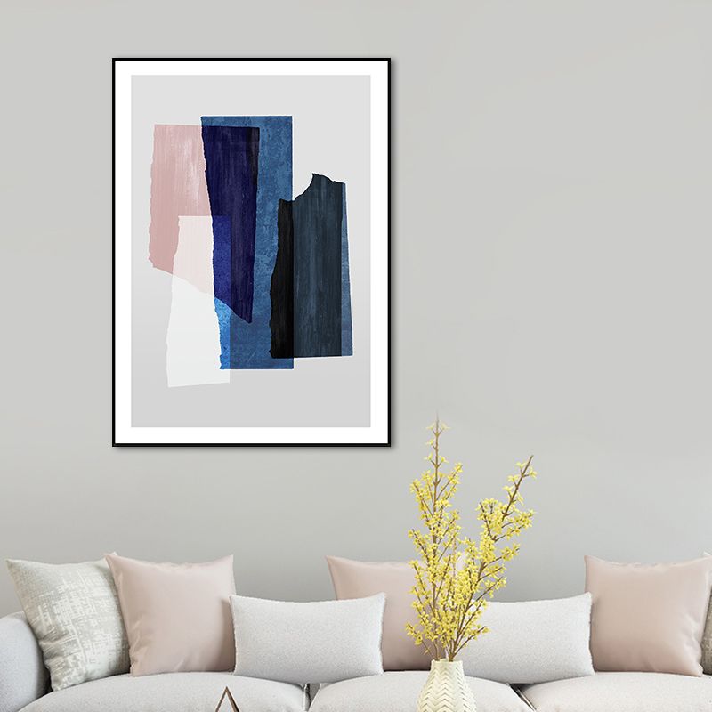 Nordic Overlapping Geometric Painting Canvas Textured Soft Wall Art Decor for Living Room