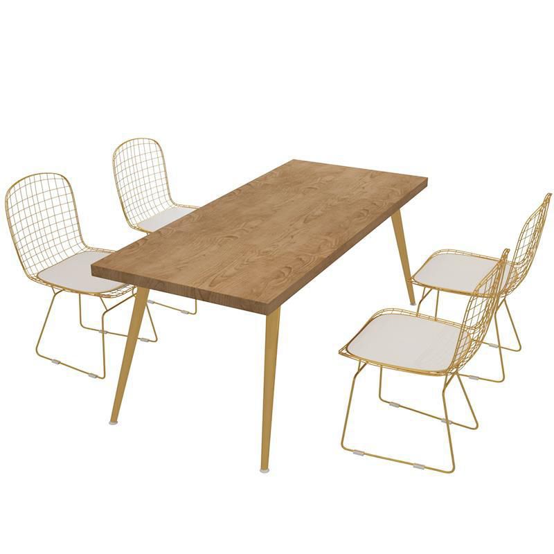 Modern 1/2/5 Pieces Dining Set Rectangle Pine Wood Dining Table for Kitchen