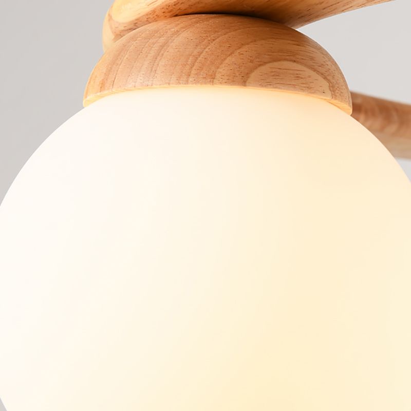 Modern Glass Chandelier Light Fixtures Cafe Restaurant Hanging Chandelier with Wood