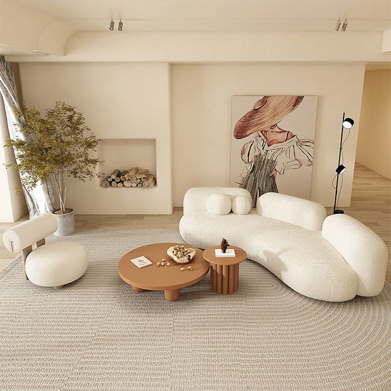 Contemporary Wool Curved Sofa Armless Sofa for Living Room, Apartment