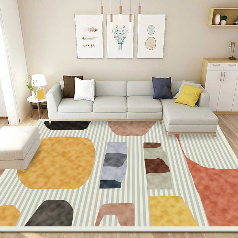 Dark Purple Contrast Color Rug Polyester Simple Rug Non-Slip Backing Rug for Drawing Room