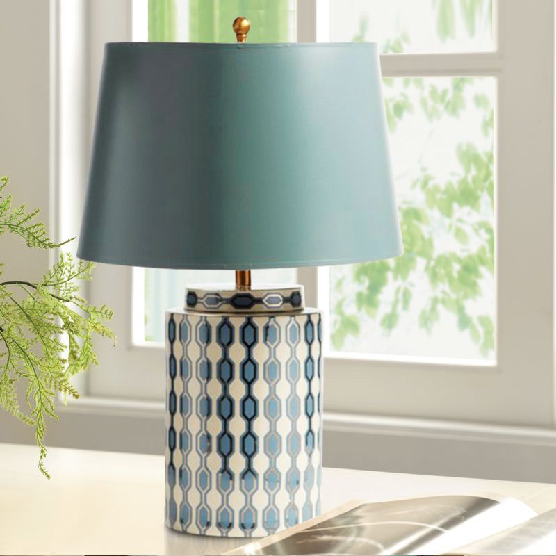 Jar -vormige nachttafel Licht Modernistisch keramiek 1 kop blauw/oranje afwerking stof bureaulamp voor bed voor het bed