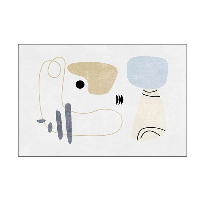 White Modern Carpet Polyester Color Block Carpet Stain Resistant Carpet for Drawing Room