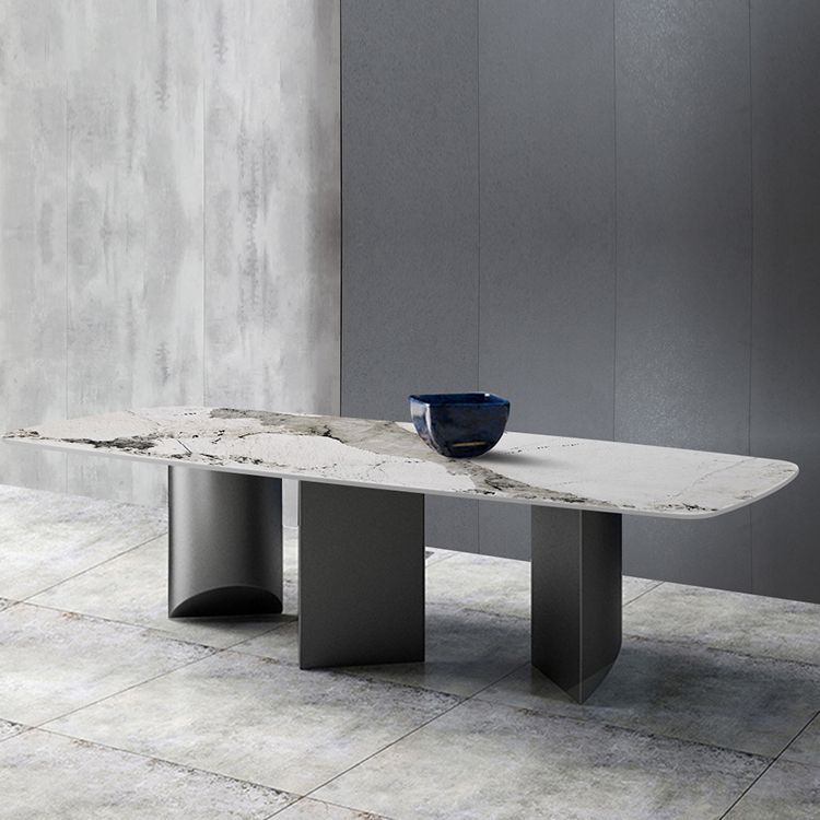 Silver Base Dinner Room Kitchen Table Contemporary Dining Table