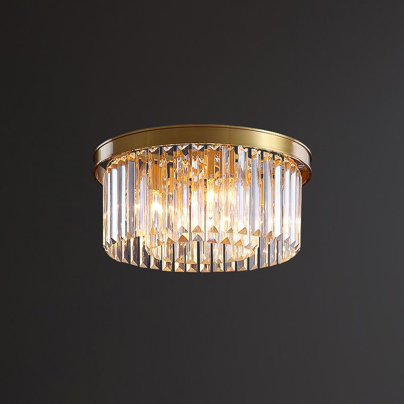 Modern Flush Mount Beleuchtung Gold Drum Flush Deckenleuchte Licht mit Crystal Shade
