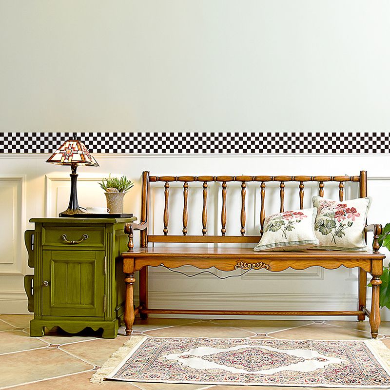 Peel and Paste Checkered Wallpaper Border Modernism PVC Wall Covering, 6.5' L x 4" W