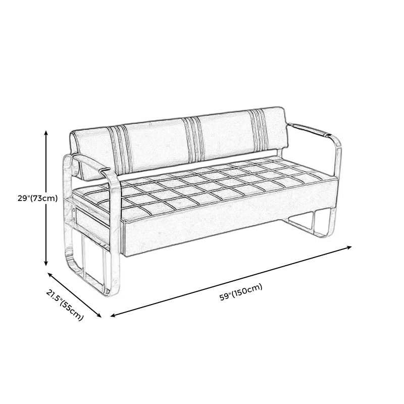 Faux Leather Square Arm Sofa with Tight Back 21.65" W 28.74" H