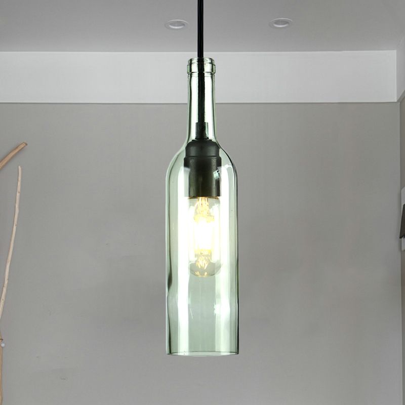 Glasbraun/blaue Hadlampe Weinflasche Schatten 1 Leichte Vintage Industrial Hanging Anhänger Licht