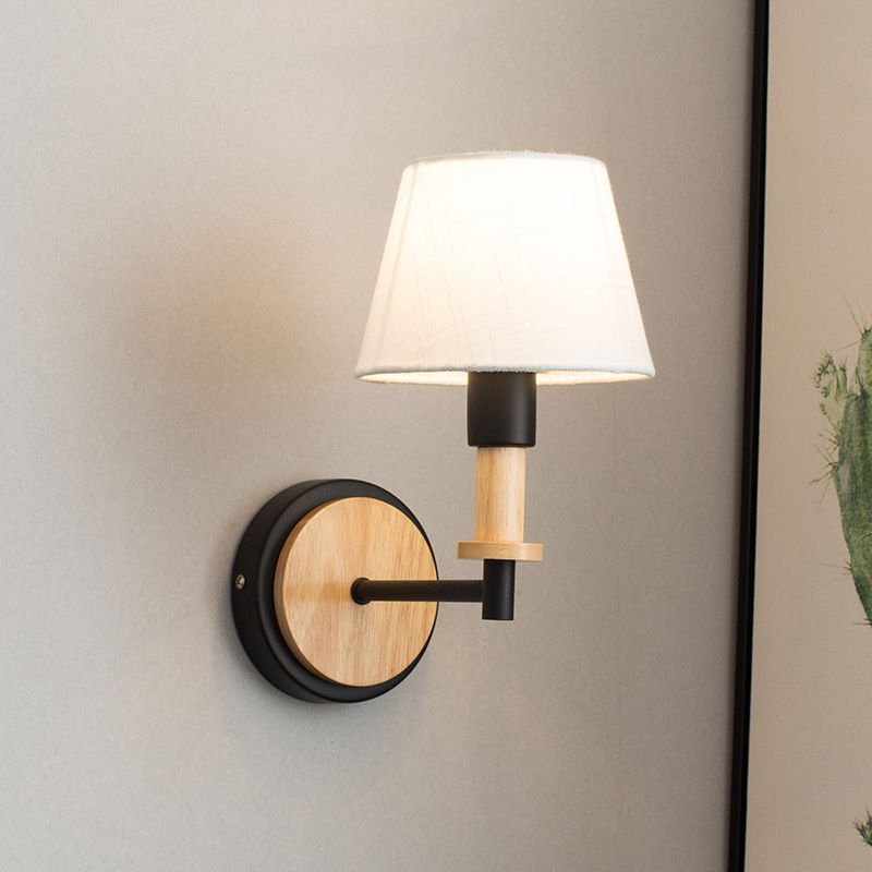 Modern Style Drum Wall Light Sconces Wood 1 Light Wall Mounted Lamps