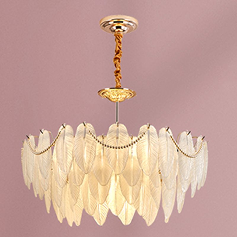 Costilla de iluminación moderna de lámpara de forma de pluma con pantalla de lámpara de vidrio para estudiar