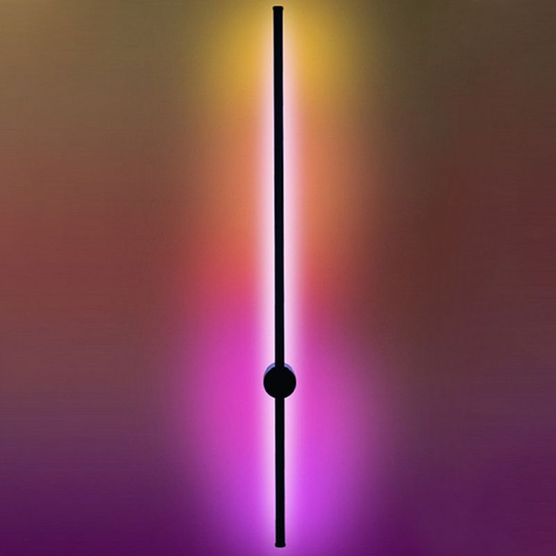 Modern Simplicity Style RGB Wall Sconce Black Long Strip Ambiance Decorative LED Wall Lamp for Restaurant Bar