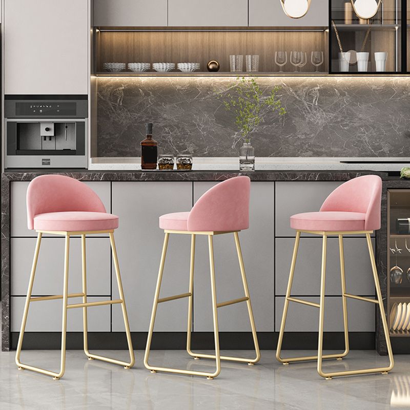 Nordic Glam Bar-stool Bucket Bar Stool for Home with Metal Legs