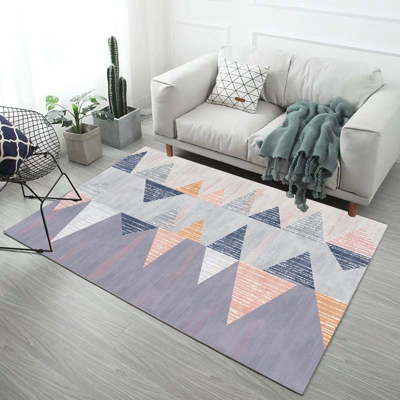 Scandinavian Living Room Rug Multi Color Geometric Print Indoor Rug Polyster Non-Slip Backing Pet Friendly Area Carpet