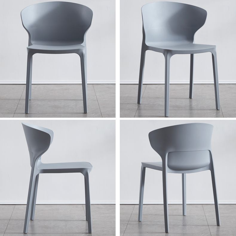 Contemporary Plastic Dining Chair 15.5'' Wide Wingback Side Chair for Home Use