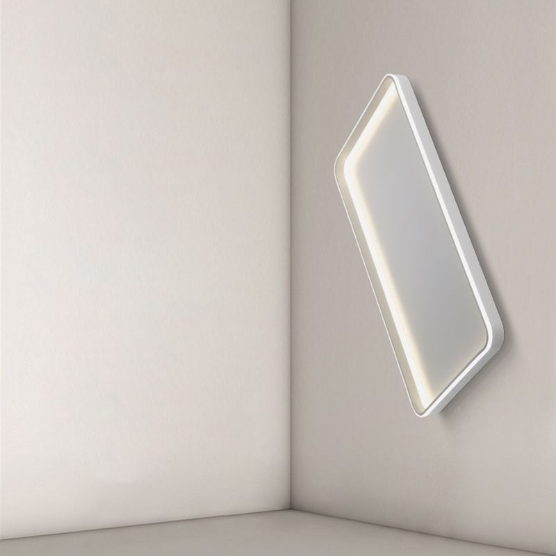 Minimalism Rectangular Flush Mount Ceiling Light Fixture in White for Living Room