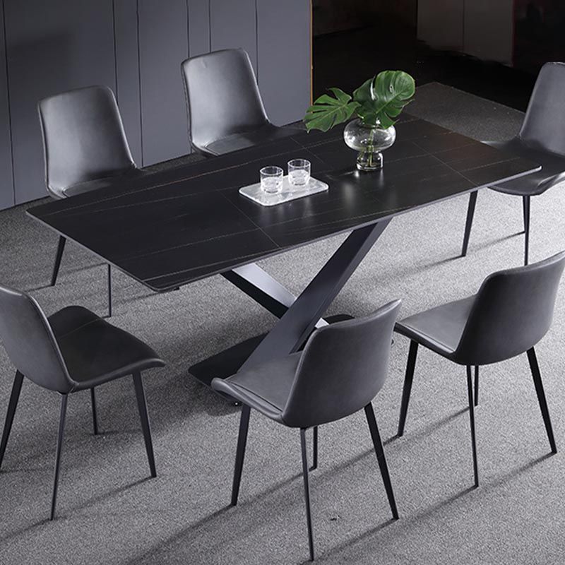 Simple Stone Top Dinette Table Metal Base Dining Table for Living Room