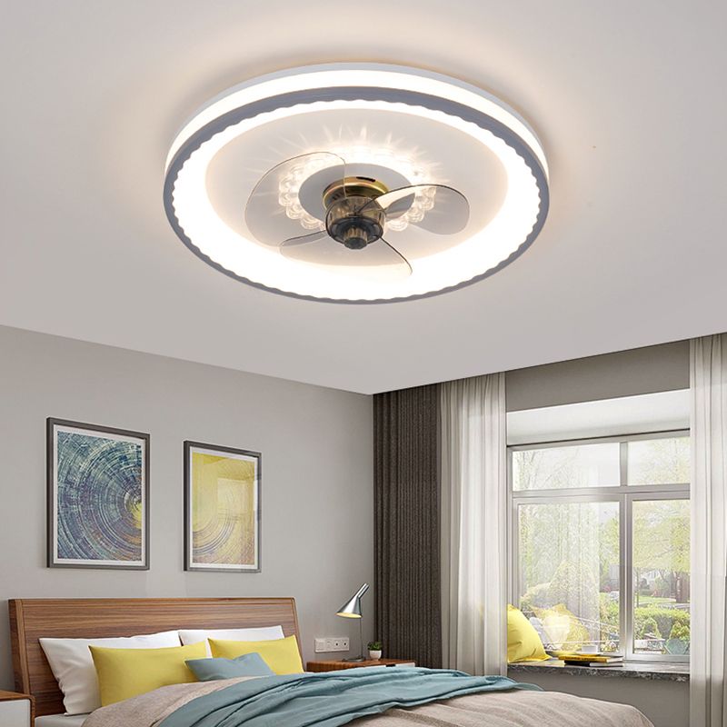 Modern LED Ceiling Fan Light Round Ceiling Mount Lamp with Acrylic Shade for Bedroom