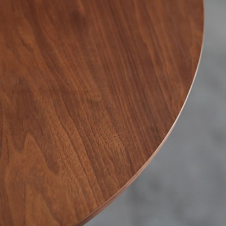 Modern Artificial Wood Table Round Dining Table with Metal Pedestal Base for Restaurant
