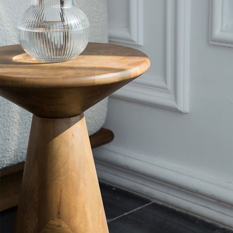 Round Rubberwood End Table Pedestal Side Table for Living Room