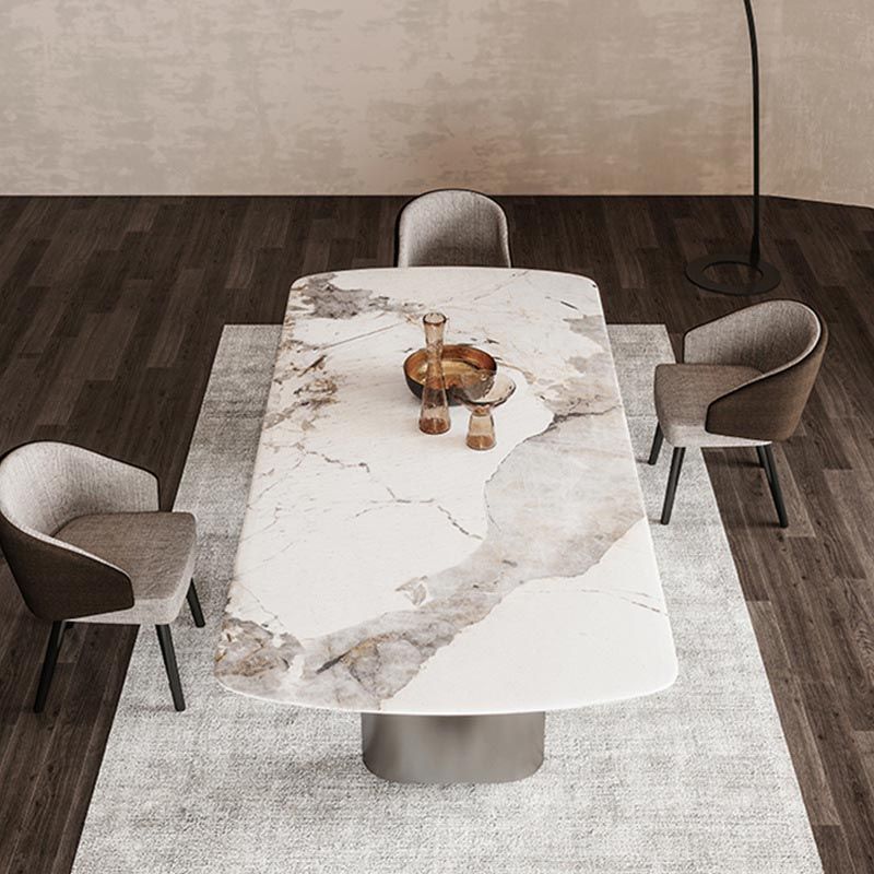 Rectangular Sintered Stone Dining Table Modern Gold Furniture with Tripod Base for Home